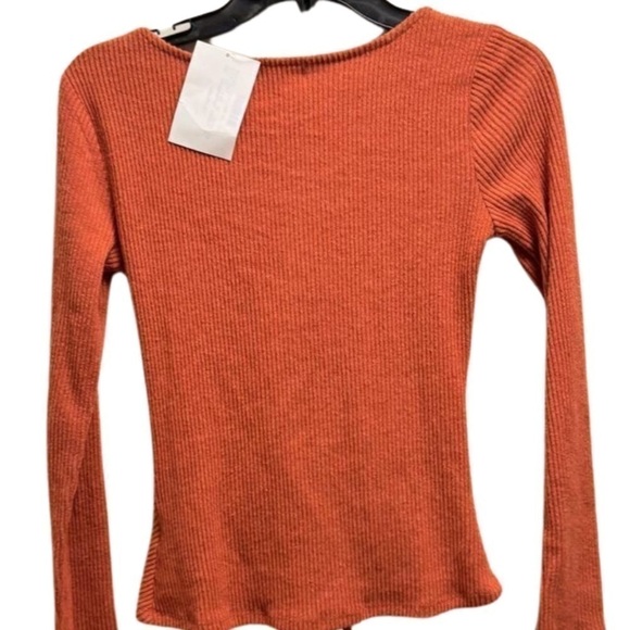 Ultra Flirt Long Sleeve Top Ribbed Orange Salmon pinkish color size S - Picture 8 of 12